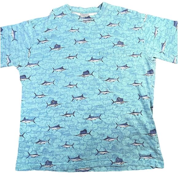 Vintage Blue Water Shirt Mens 3XL Blue Marlin Fish Fishing All Over XXXL - Picture 1 of 15
